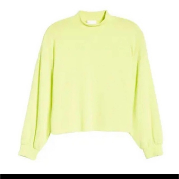 All In Favor Neon Yellow Mock Neck Sweatshirt Size Small - Picture 2 of 7